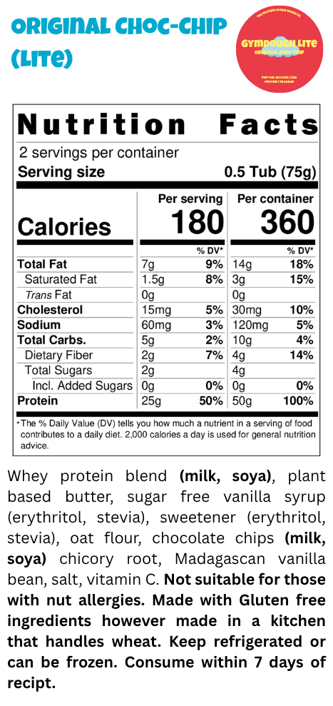 Original Choc Chip Lite (360 Kcal | 50g protein | 5g Sugar) ☁️
