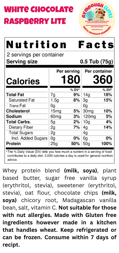 White Chocolate Raspberry Lite (360 Kcal | 50g Protein ) 🔴⚪️