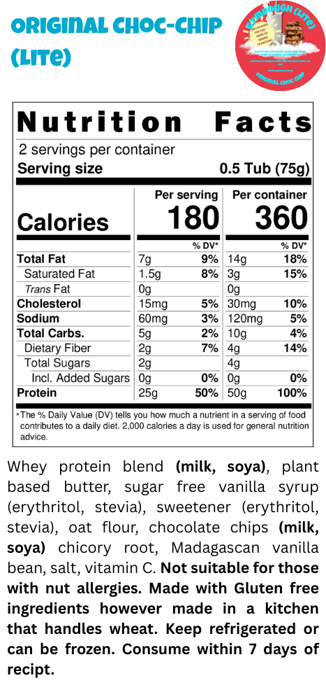 Original Choc Chip Lite (360 Kcal | 50g protein) ☁️